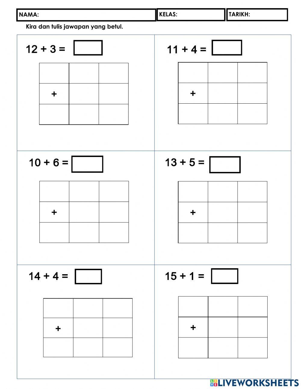 Tambah dalam bentuk lazim lingkungan 20