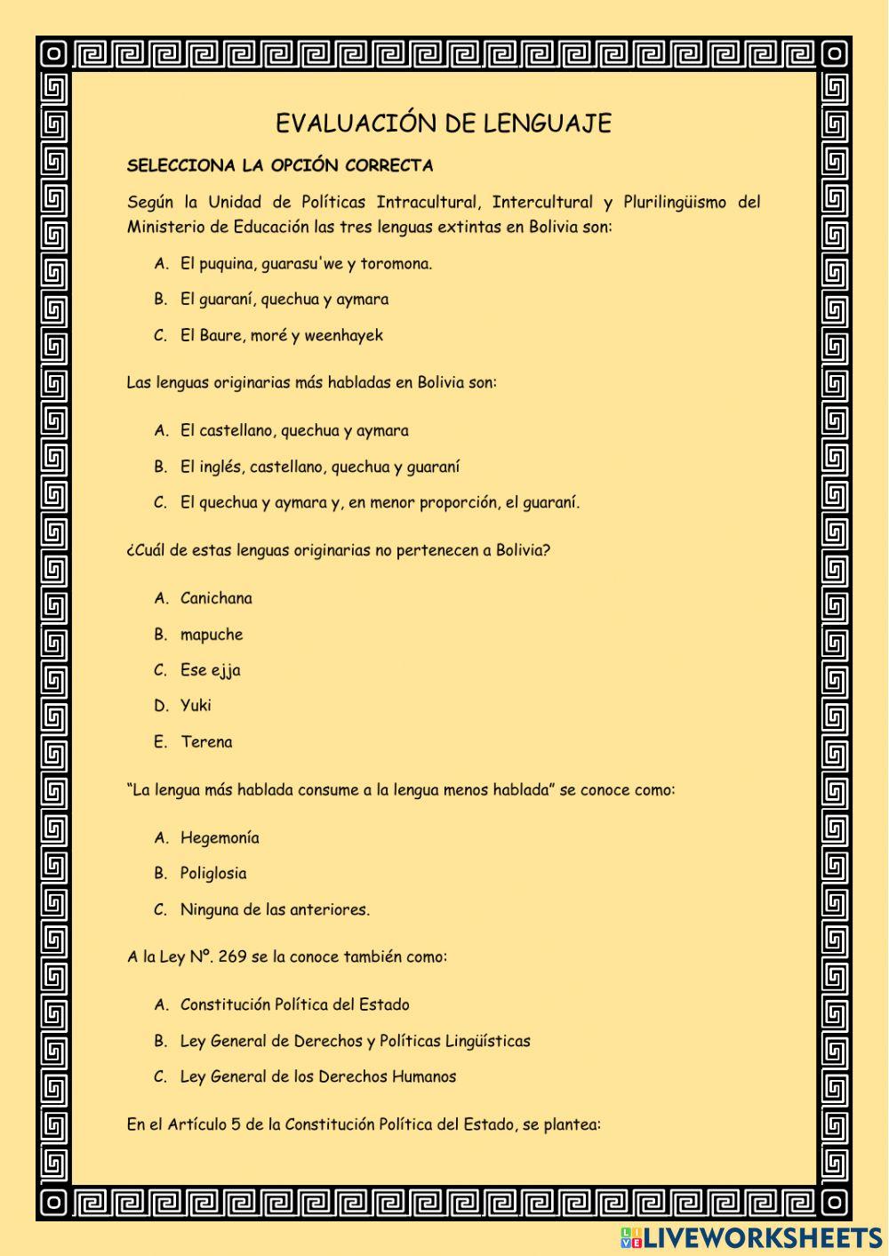 Evaluación de Comunicación y Lenguajes