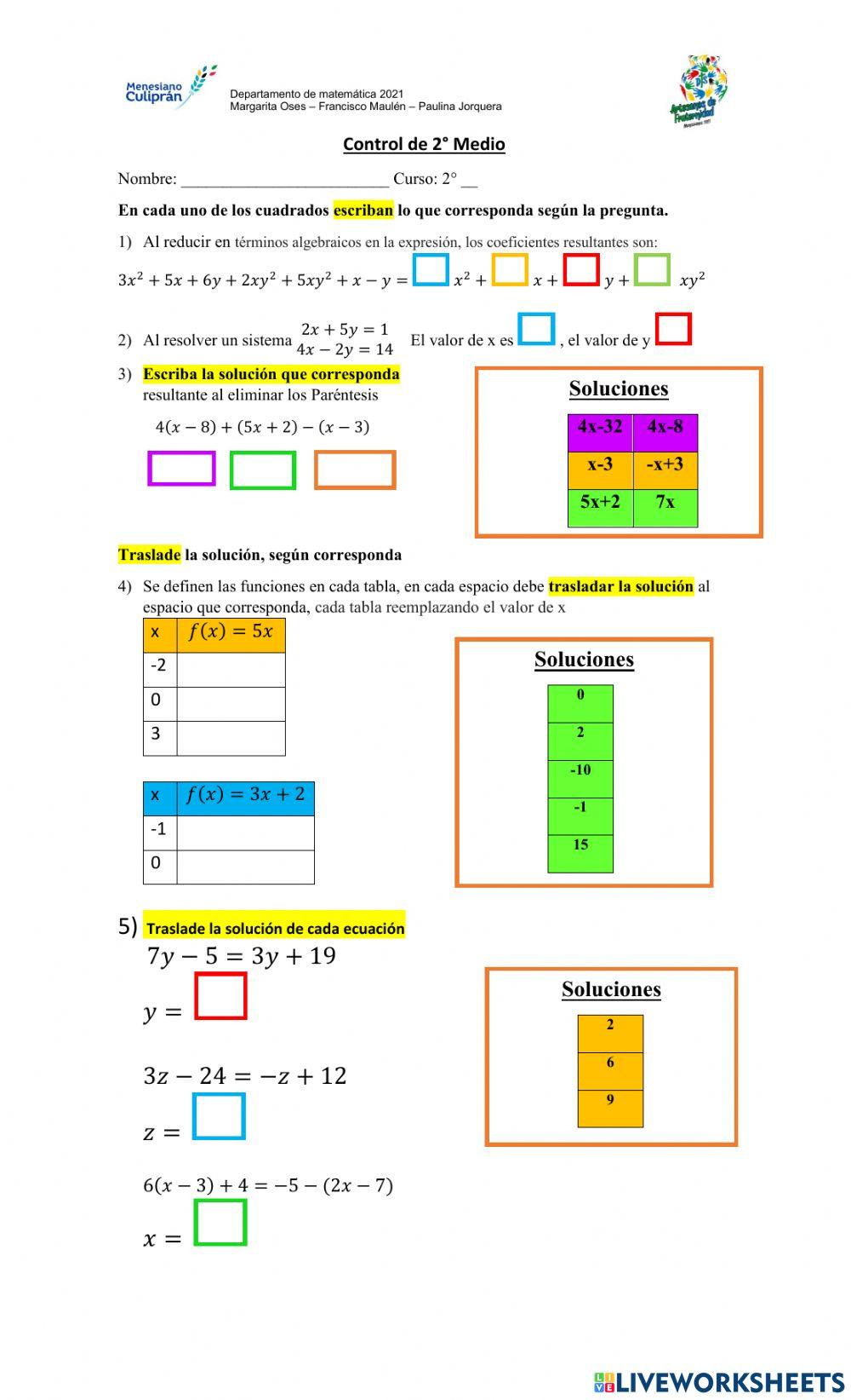 Ecuaciones primer grado