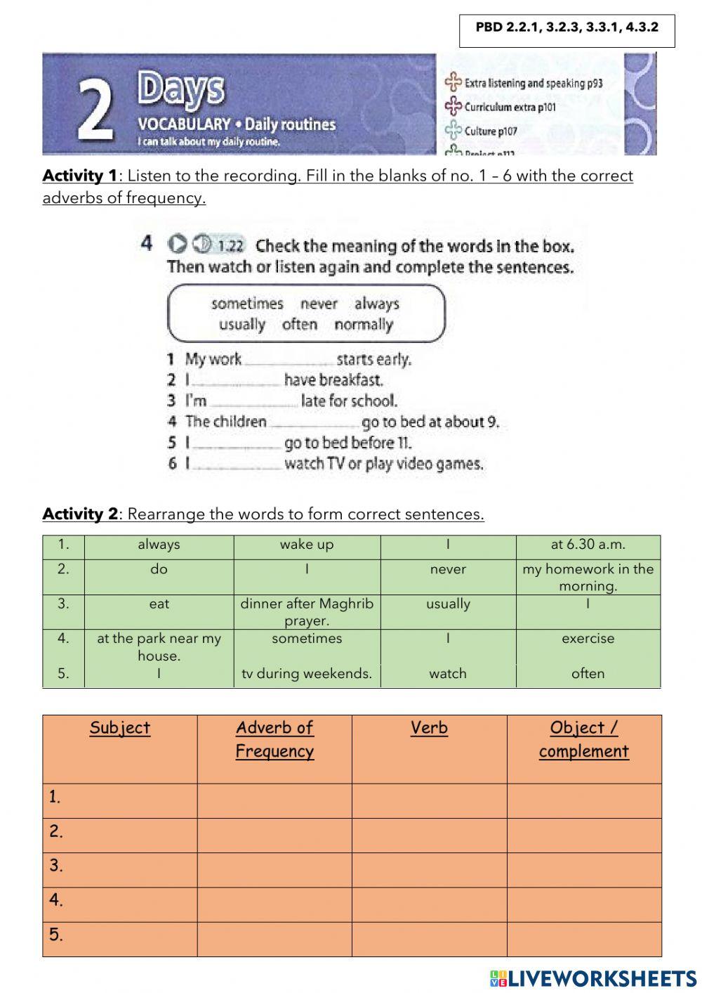 English plus 1 student s book pg 22 worksheet live worksheets