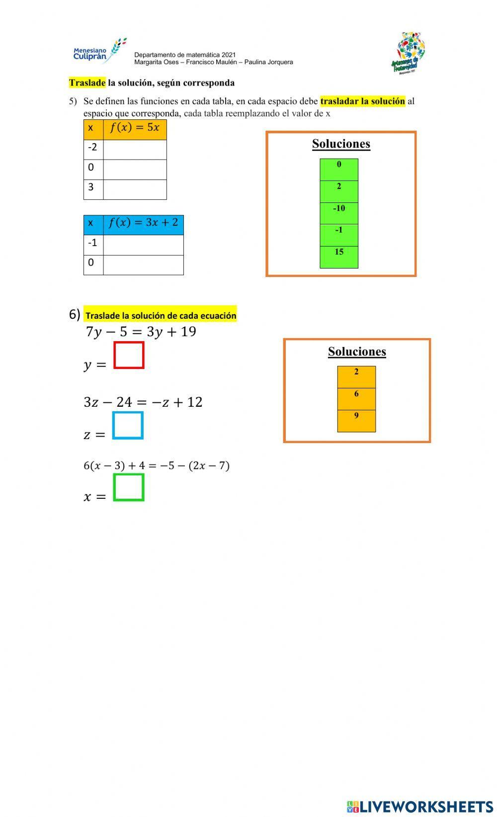 Ecuaciones y funciones