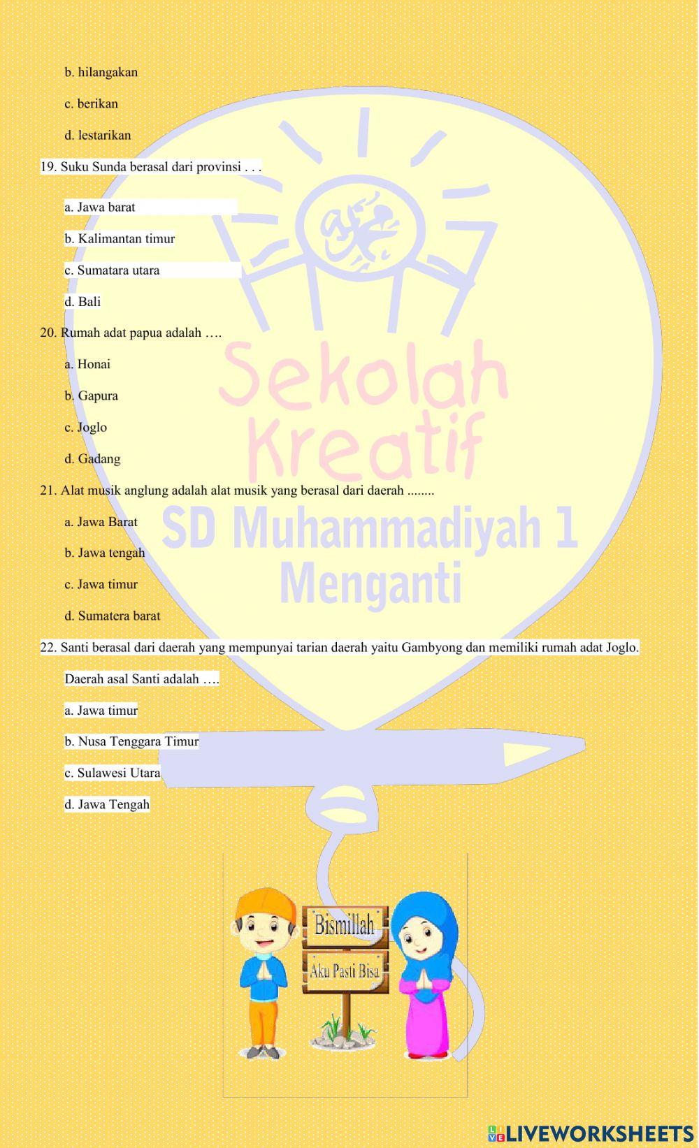 Penilaian Harian Tema 1 Sub Tema 1 Kelas 4