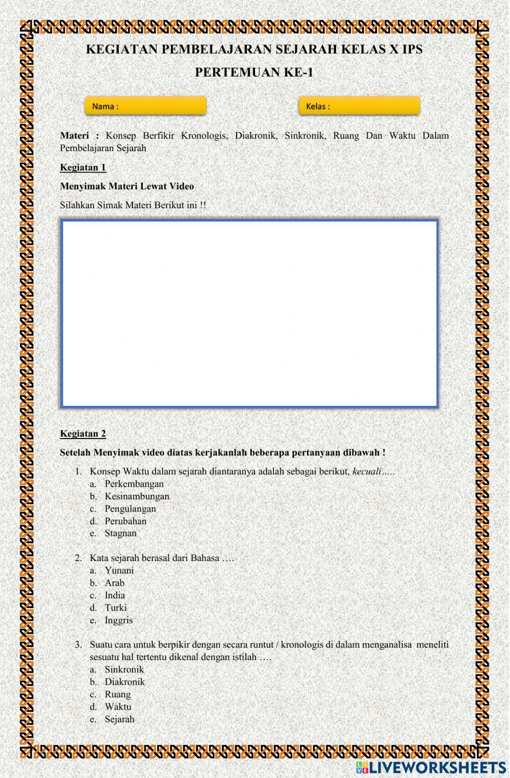 Lembar Kerja Digital Sejarah Indoneia