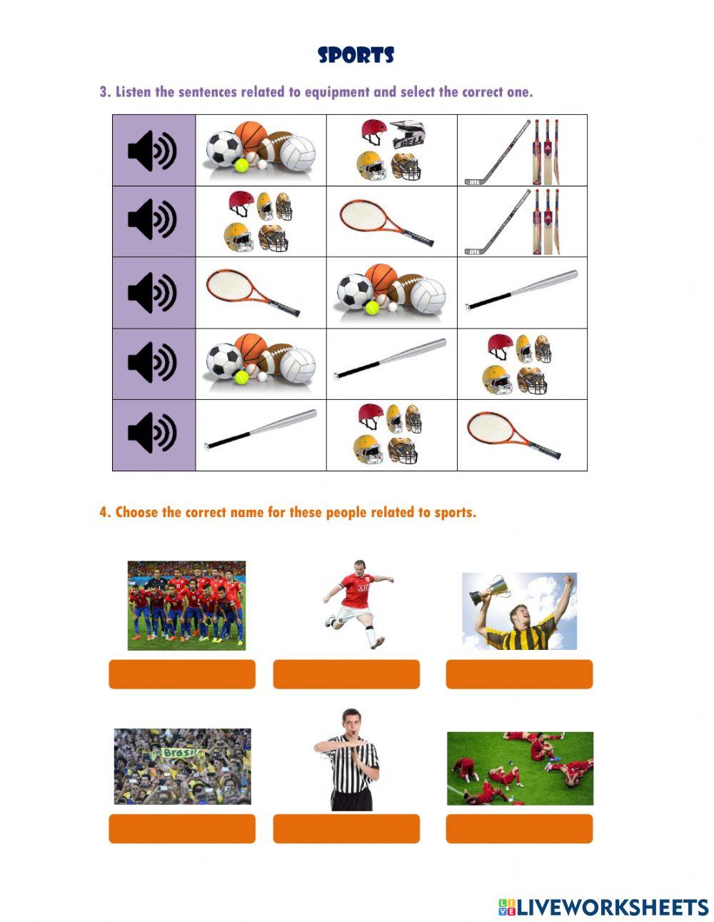 Vocabulary of sports