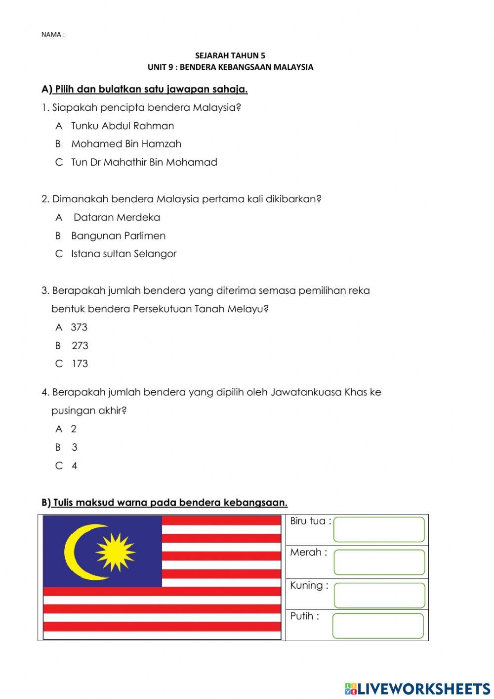 Kuiz bendera kebangsaan Malaysia