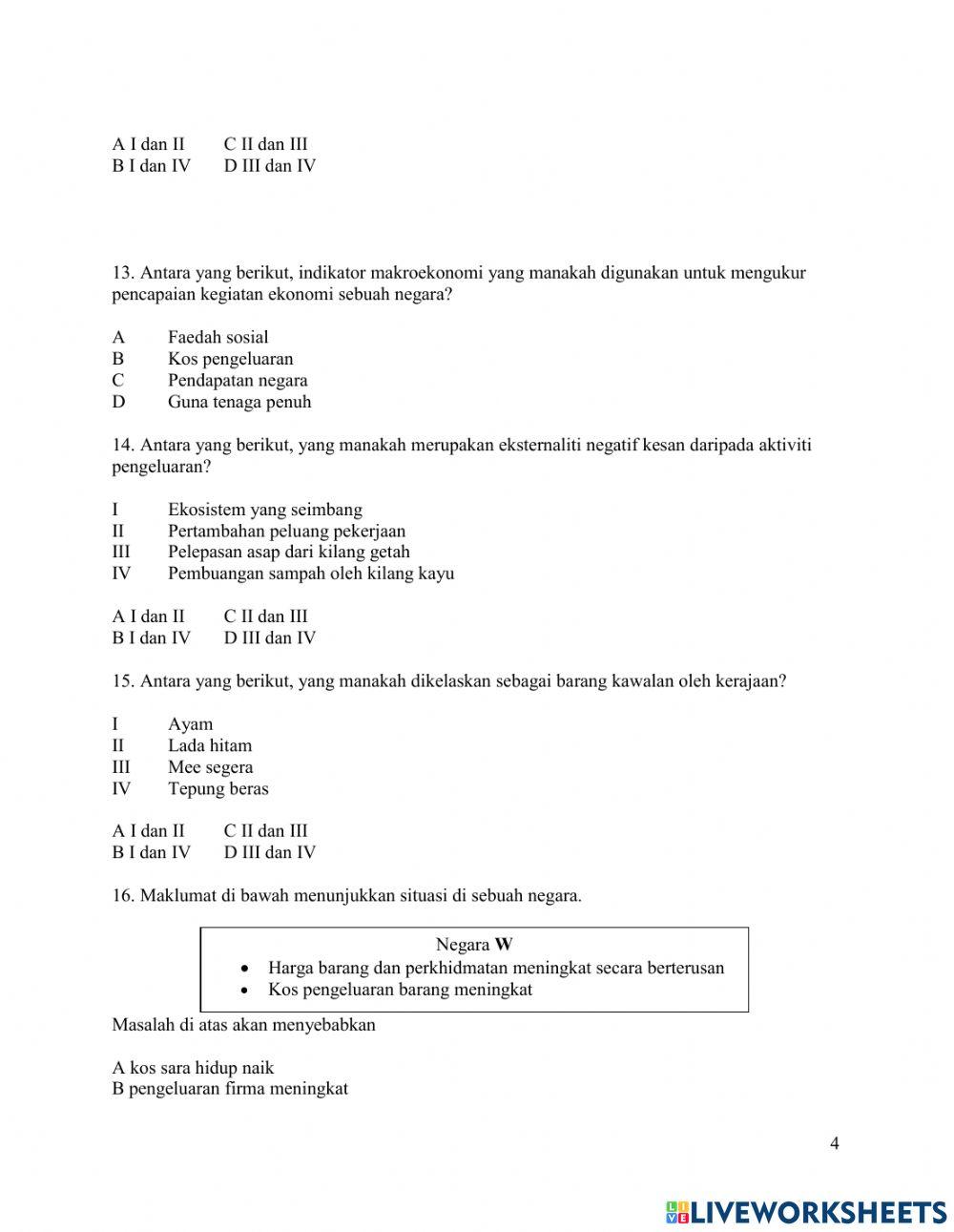 Latihan Bab 1 Ekonomi Tingkatan 5
