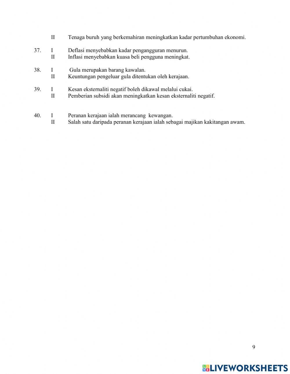 Latihan Bab 1 Ekonomi Tingkatan 5