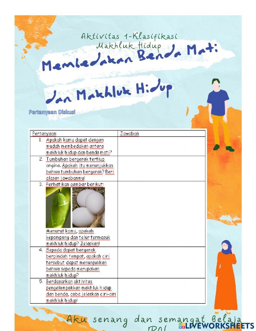 Klasifikasi Makhluk Hidup dan Benda Mati