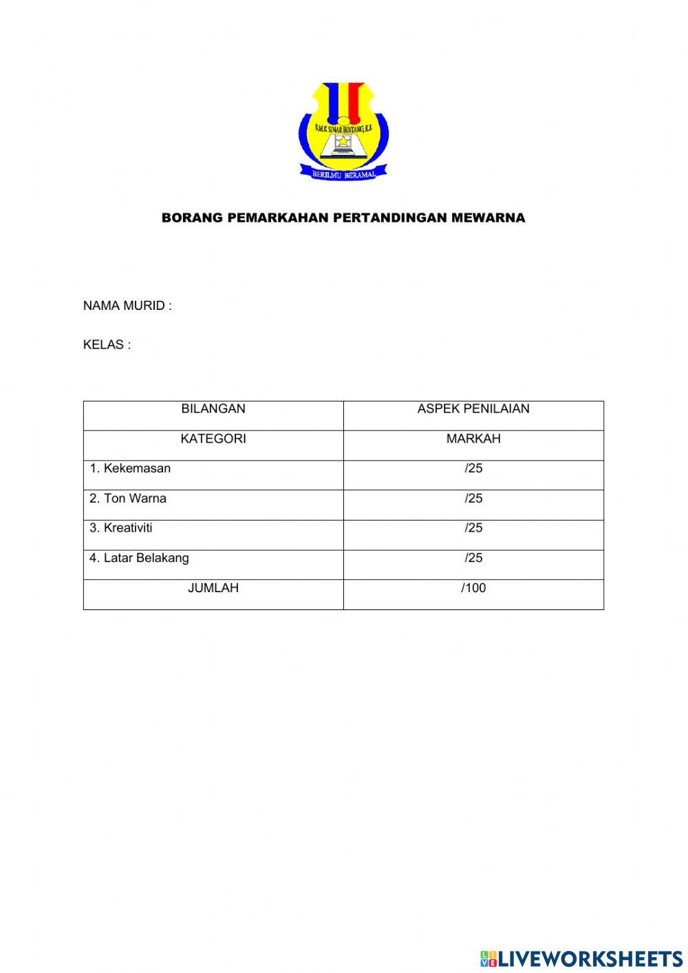 Pemarkahan pertandingan mewarna