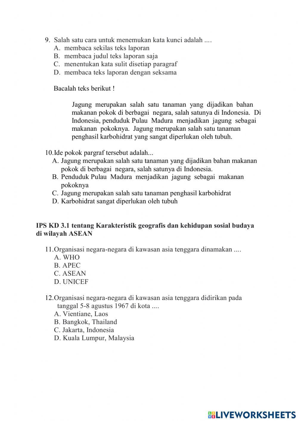 Soal PH Bahasa Indonesia & IPS