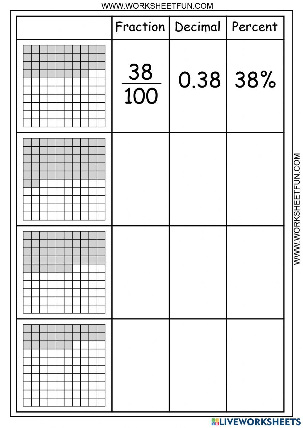 Percentage, Fraction and Decimal | sarahyusuf | Live