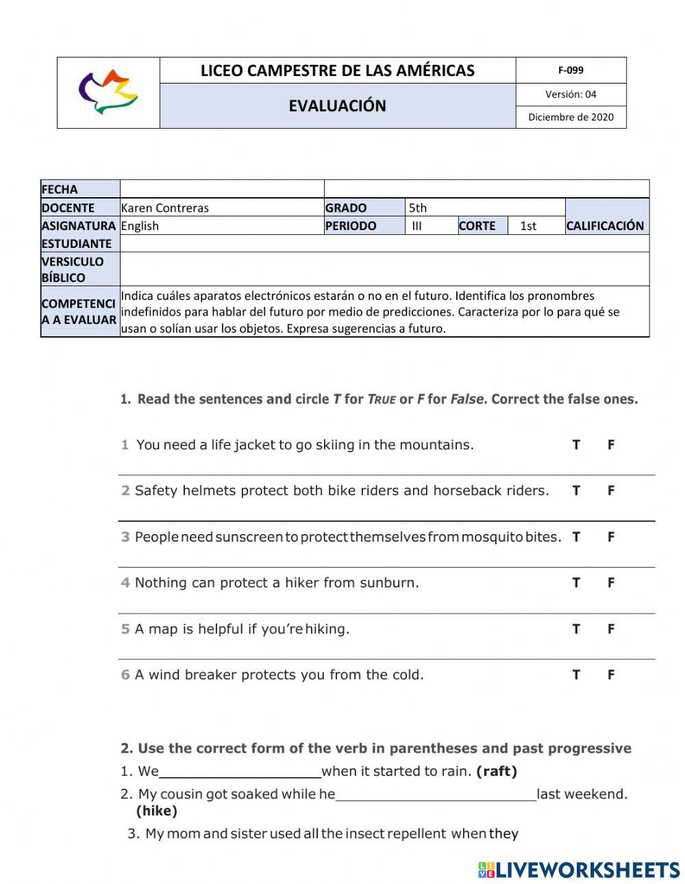 QUINTO GRADO P PERIODO 1 CORTE