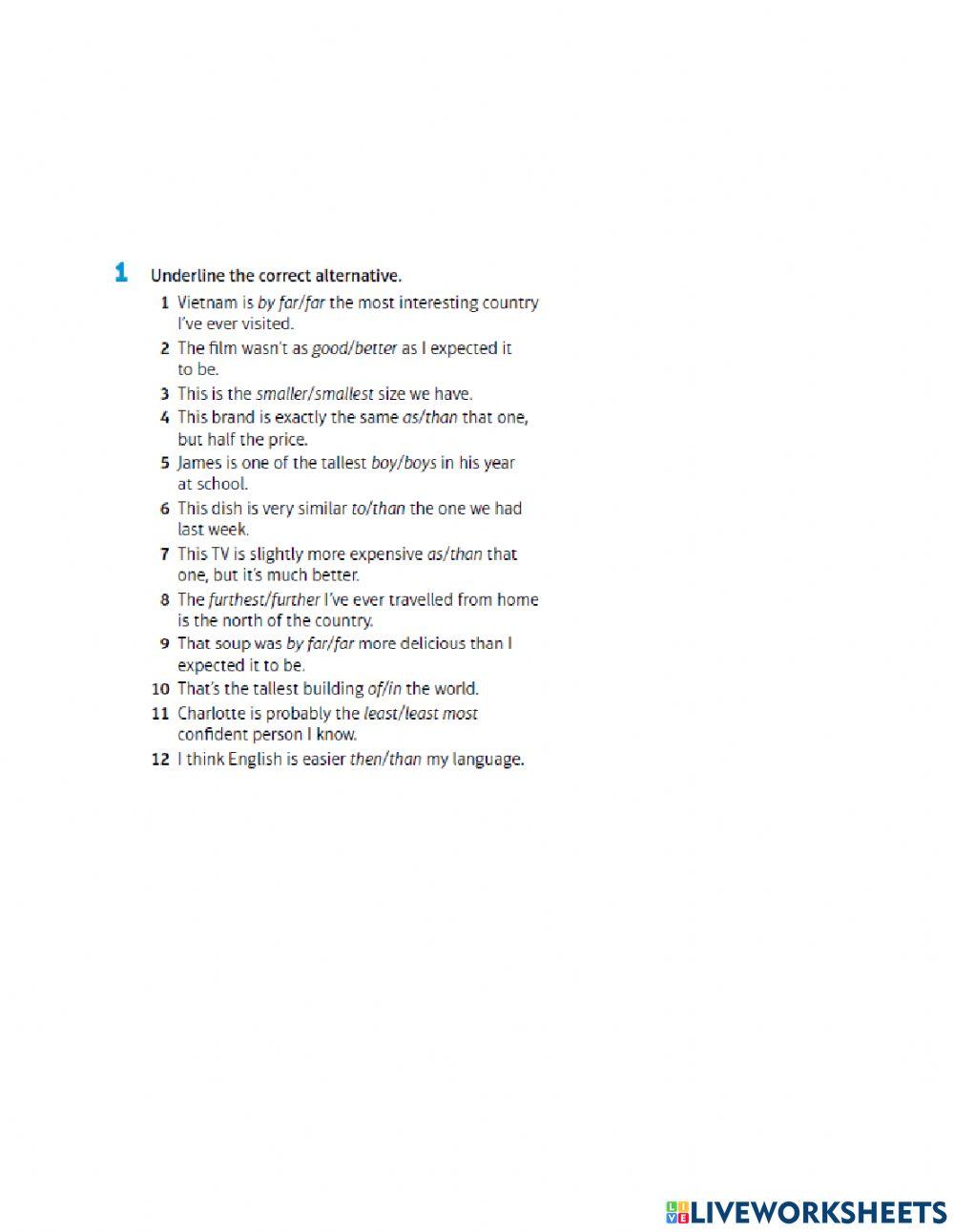 Comparatives and superlatives review