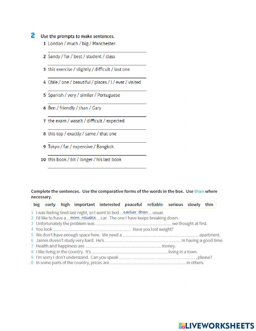 Comparatives and superlatives review