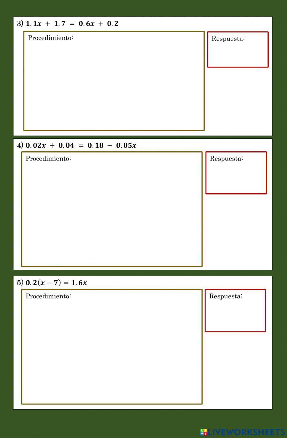 Ecuaciones de primer grado