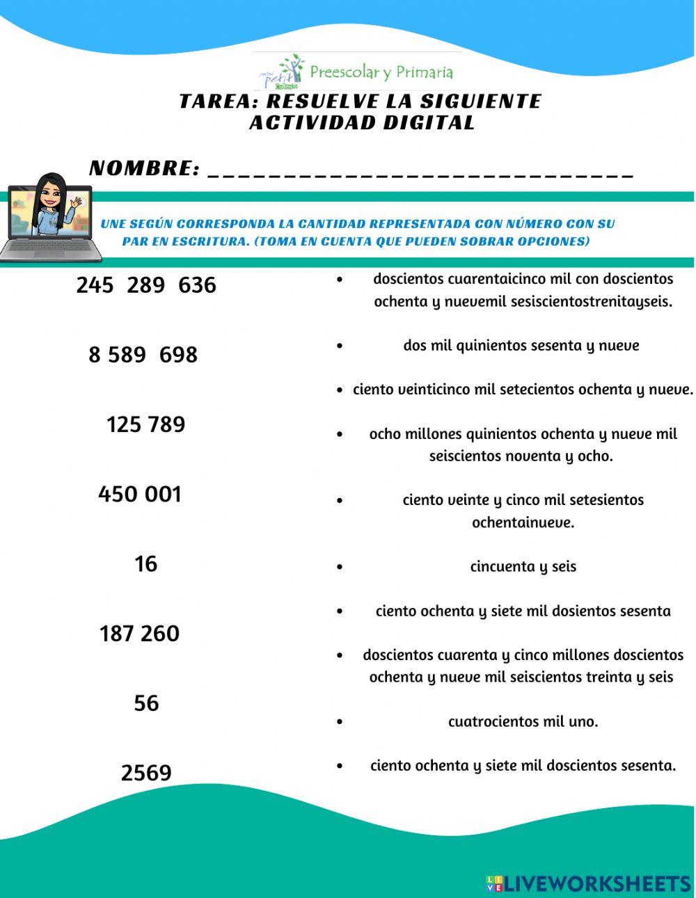 Escritura de cantidades-ejercicio