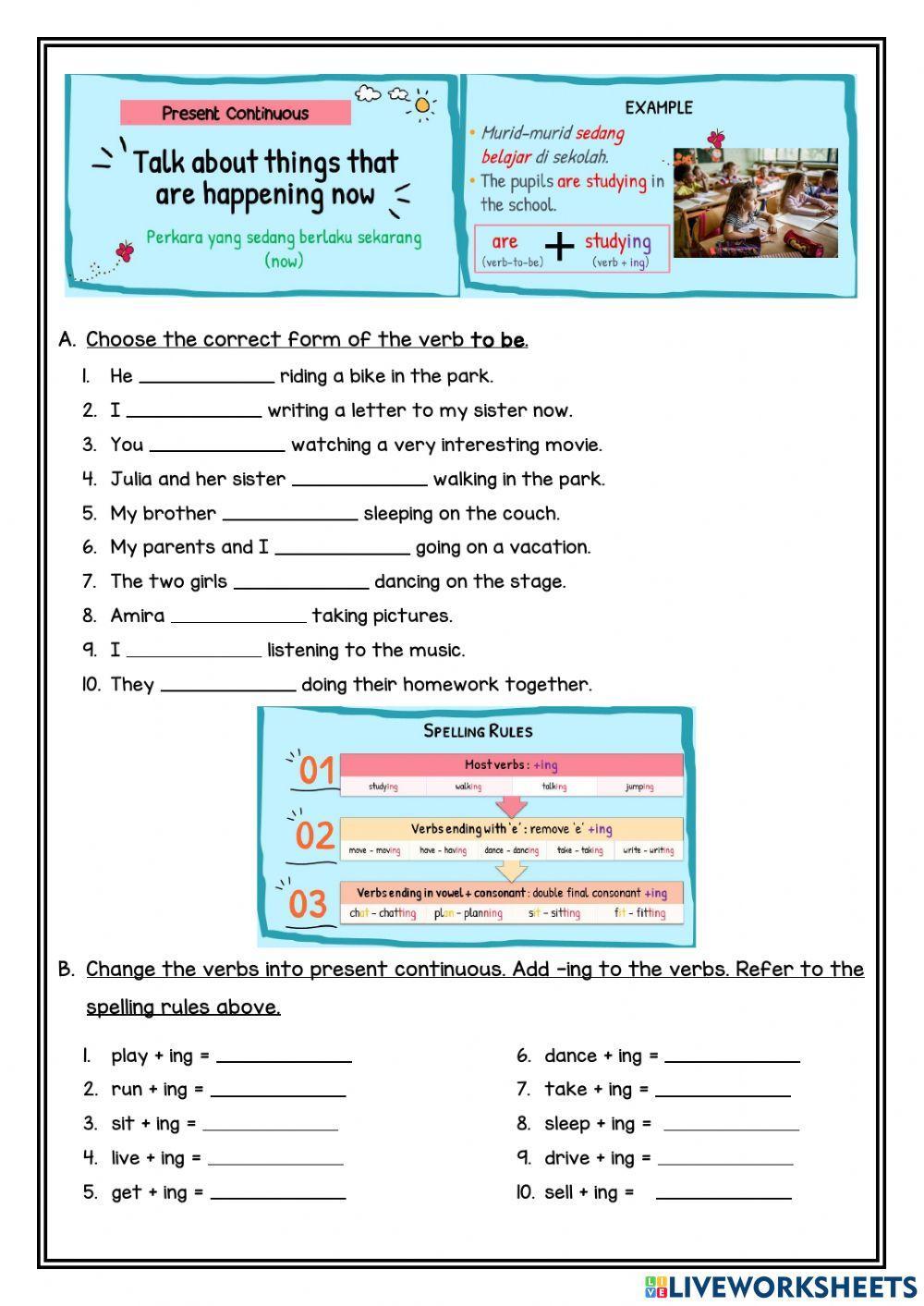 Present Continuous (Affirmative & Negative)