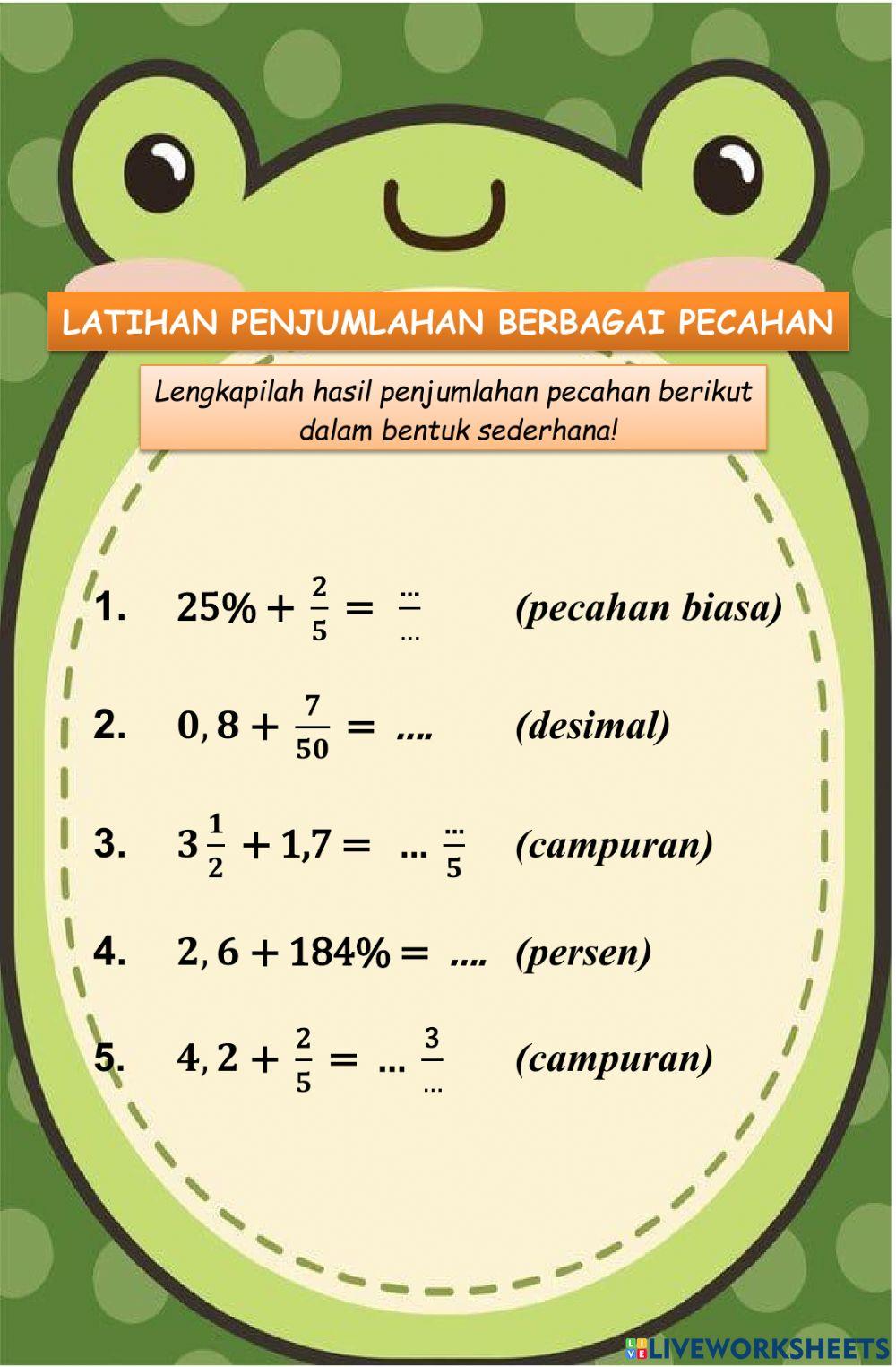 Latihan penjumlahan pecahan 05-08-2021