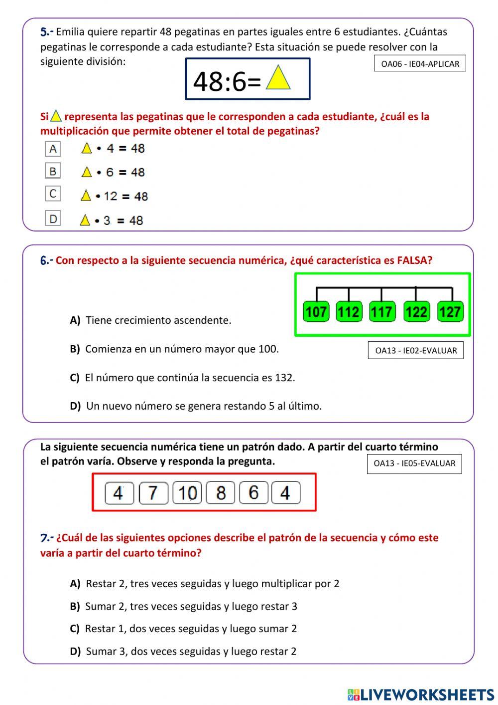 Evaluación Diagnóstica MATEMÁTICA