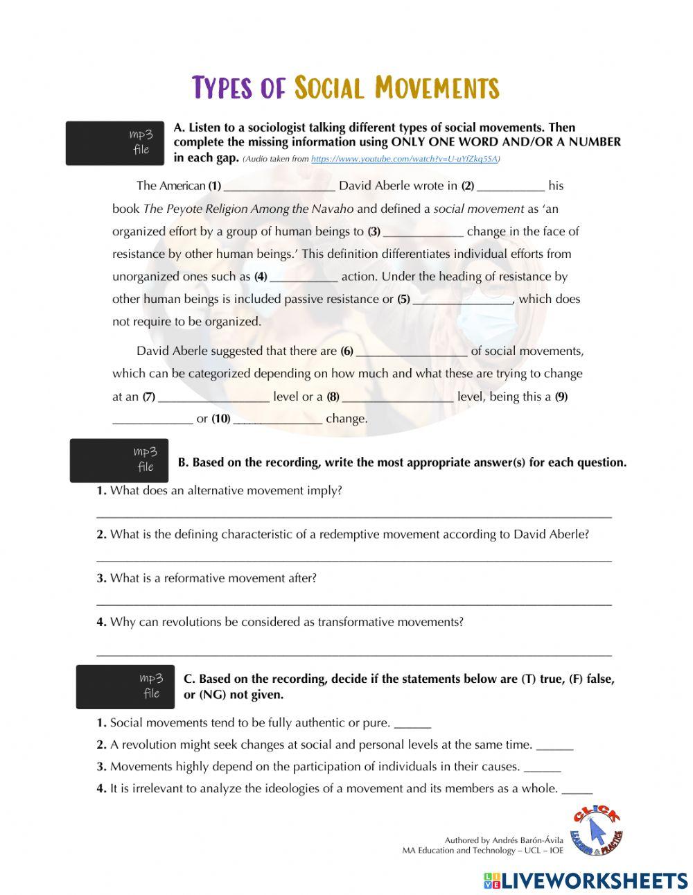 Listening Ex Types Of Social Movements Worksheet Live Worksheets listening-ex-types-of-social-movements-worksheet-live-worksheets