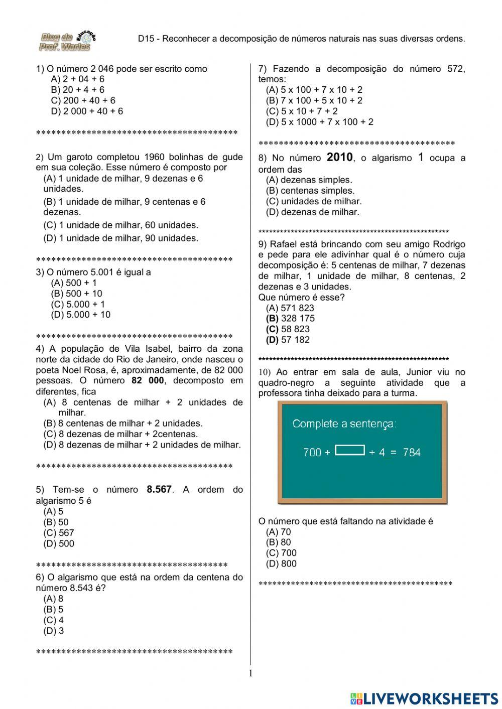 Decomposição de números naturais