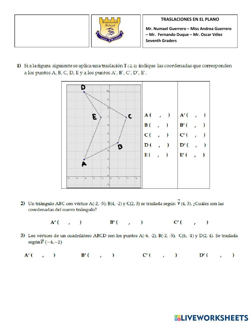 Traslaciones en el plano