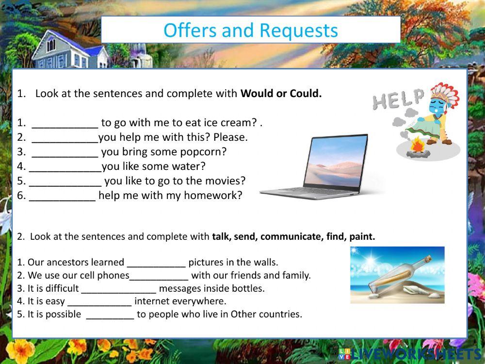 Offers and requests activity Live Worksheets