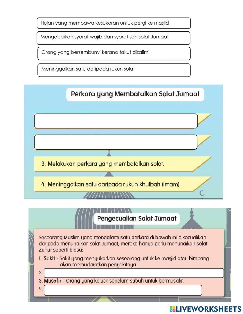 Perkara yang membatalkan solat jumaat