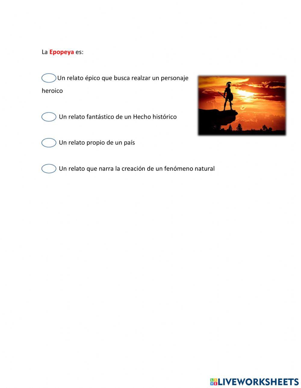 Secuencia Narrativa: Definiciones mito, epopeya