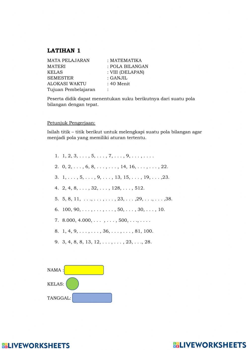 Keterampilan pola bilangan