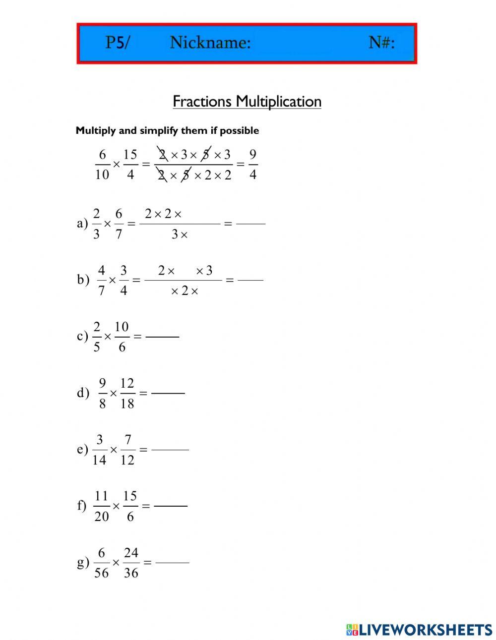 Fraction multiplication