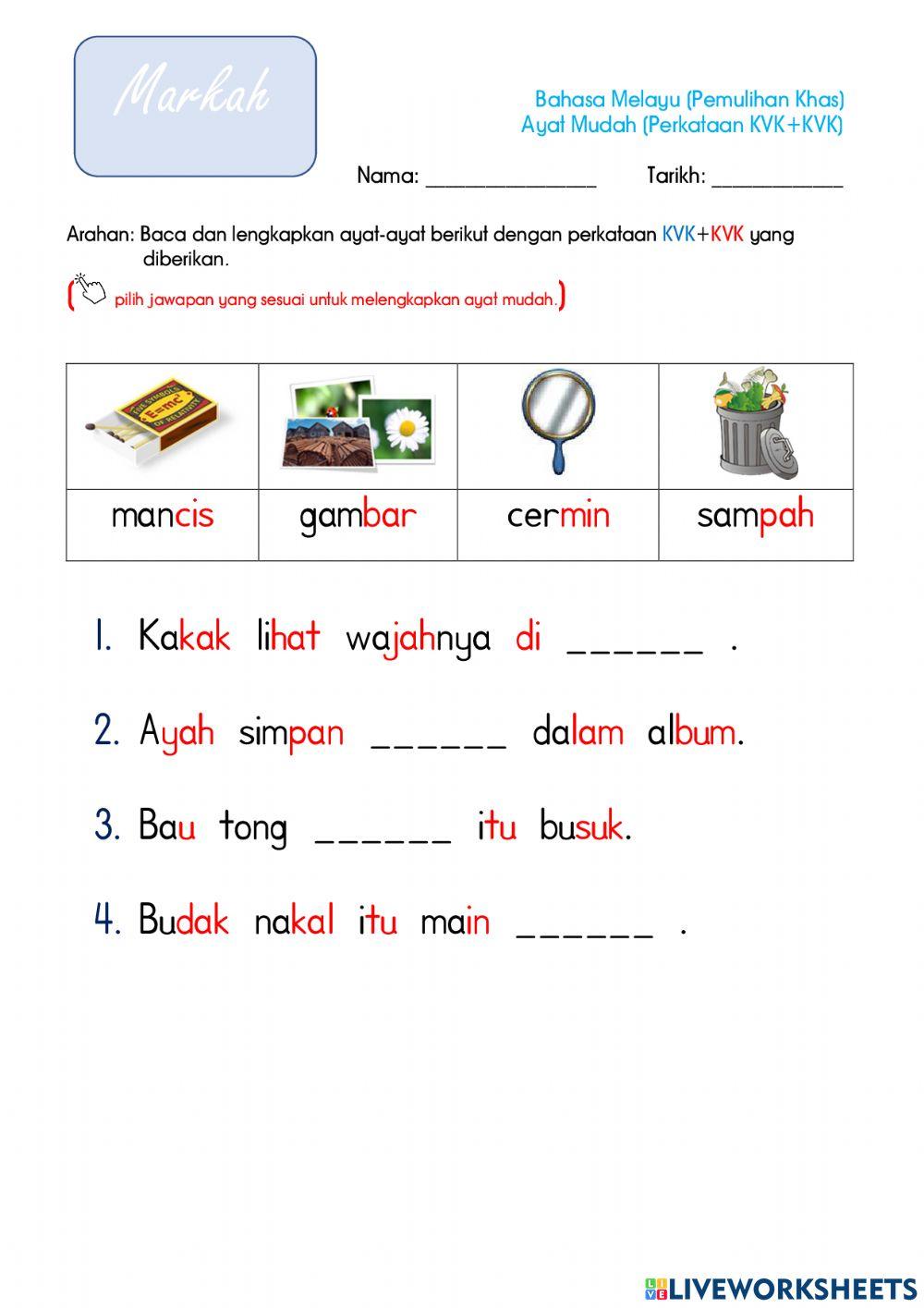Perkataan KVK+KVK (Ayat Mudah)