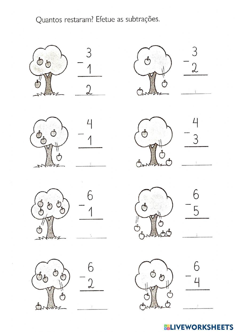 Resolva as subtrações