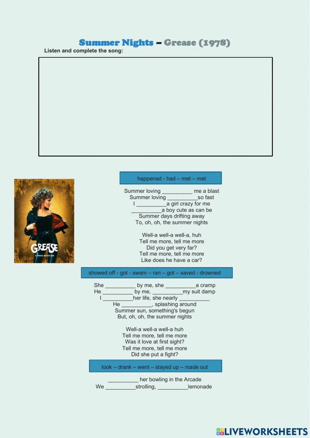 Summer Nights (song) - Past Simple