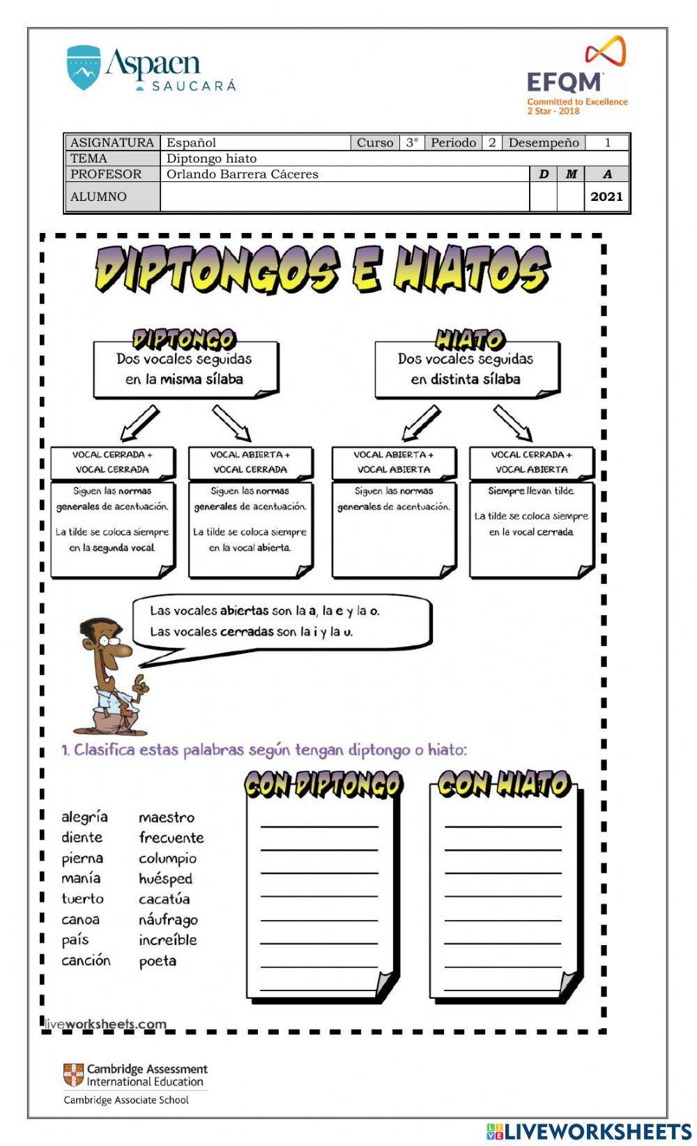 Diptongo- hiato Diptongo- hiato