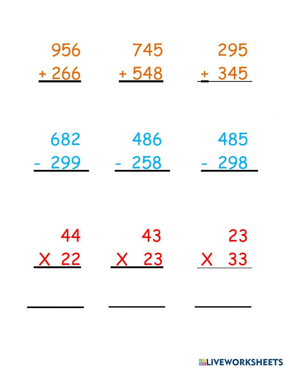 Add Subtract and Multiply