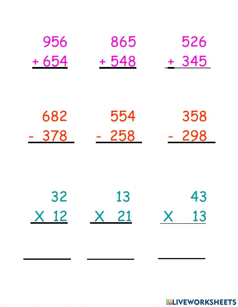 Add Subtract and Multiply