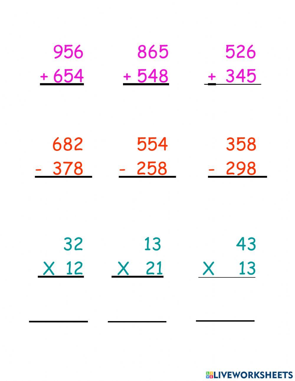 Add Subtract and Multiply Add Subtract and Multiply