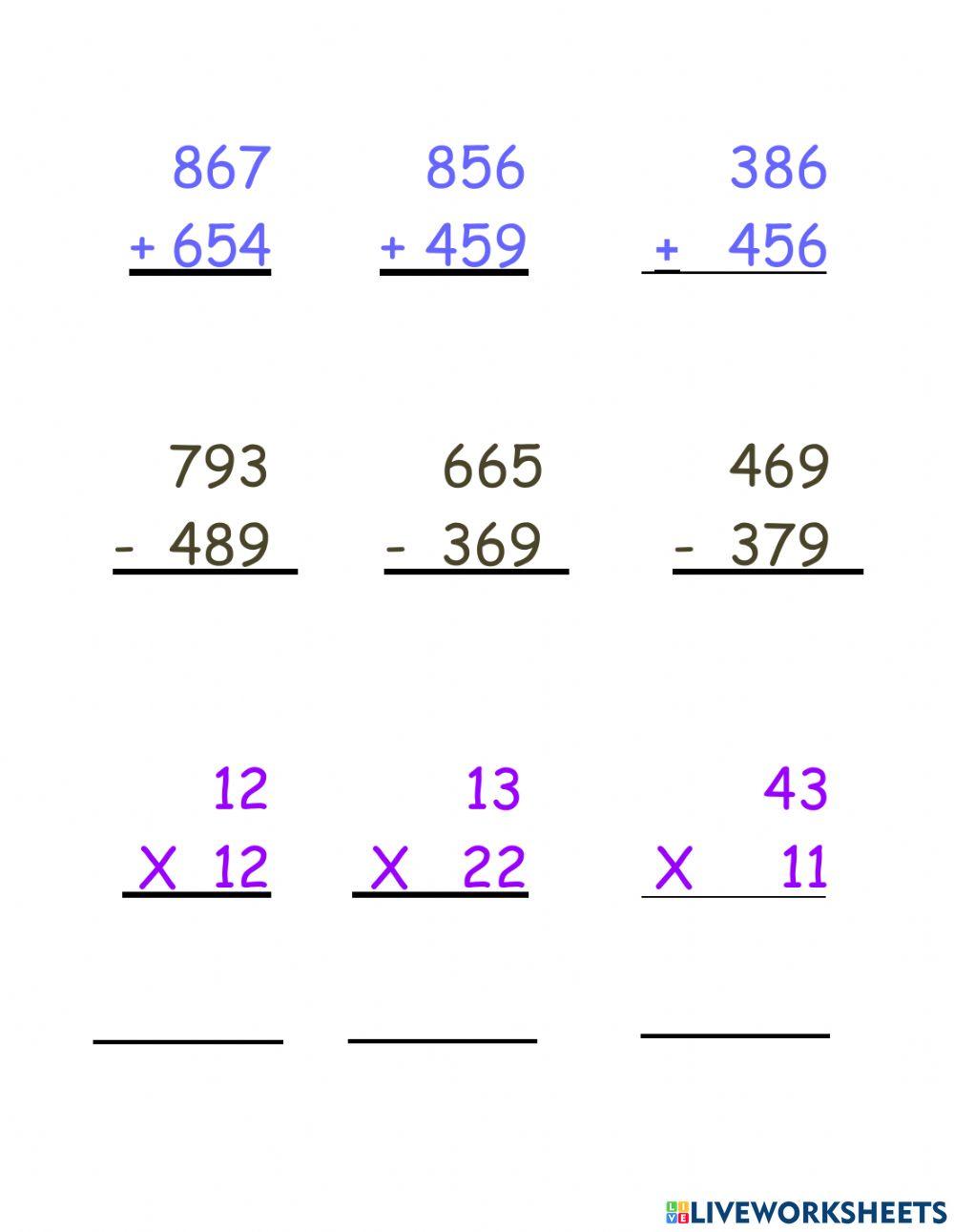 Add Subtract and Multiply