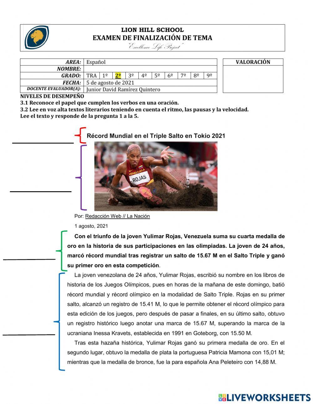 Taller evaluativo 1 tercer periodo grado 2°