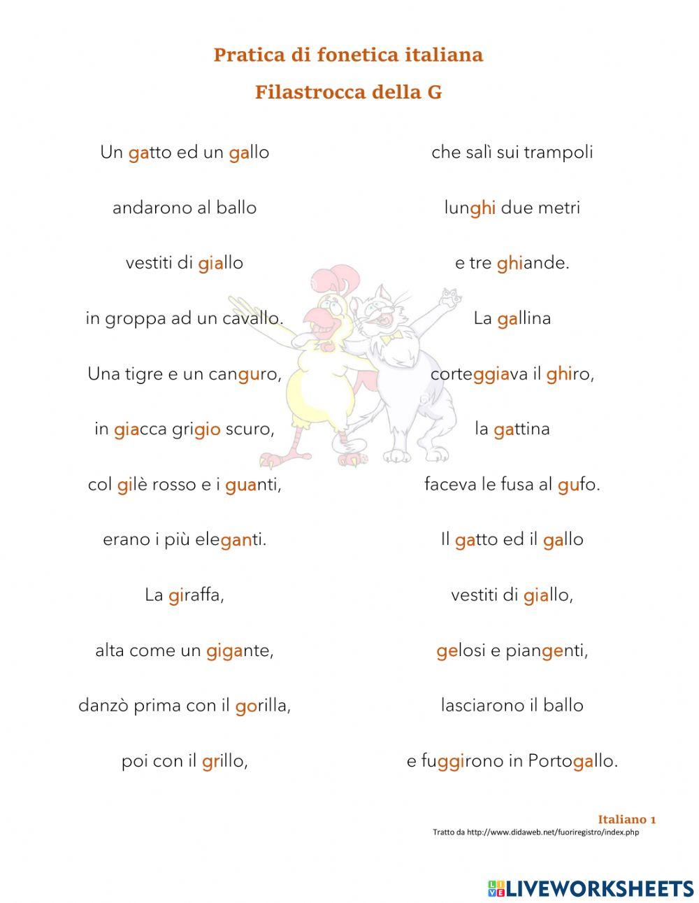 La Filastrocca della G