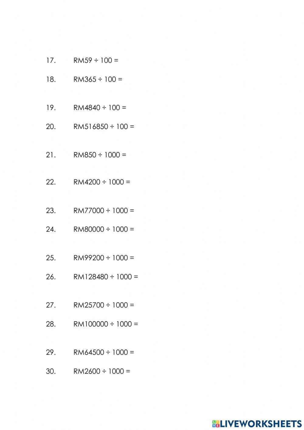 Bahagi wang 10 100 1000