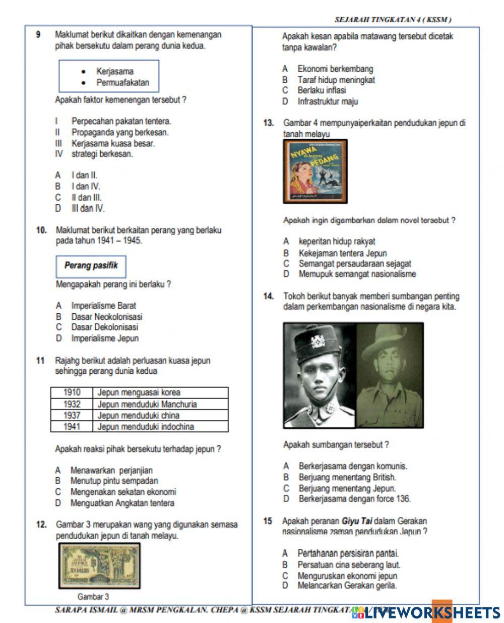 Sejarah tingkatan 4 bab 3: konflik dunia dan pendudukan jepun di negara kita (bahagian 2)
