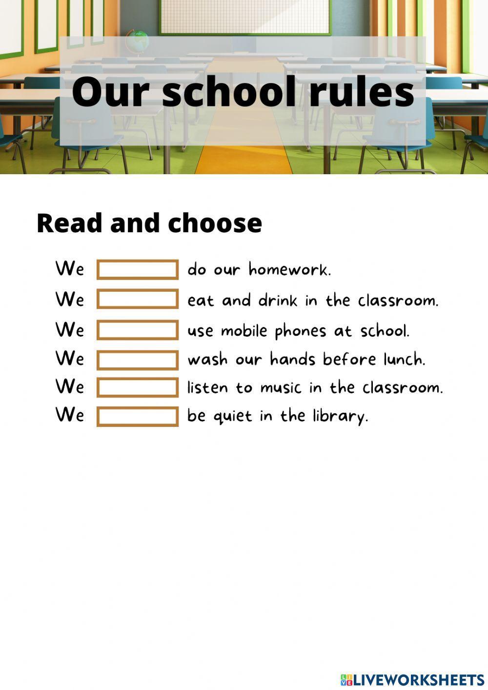 School rules (must-mustn't)