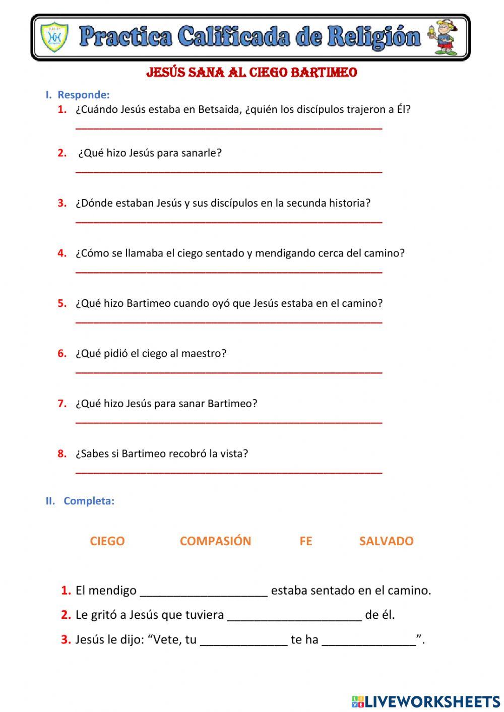 Jesús sana al ciego bartimeo