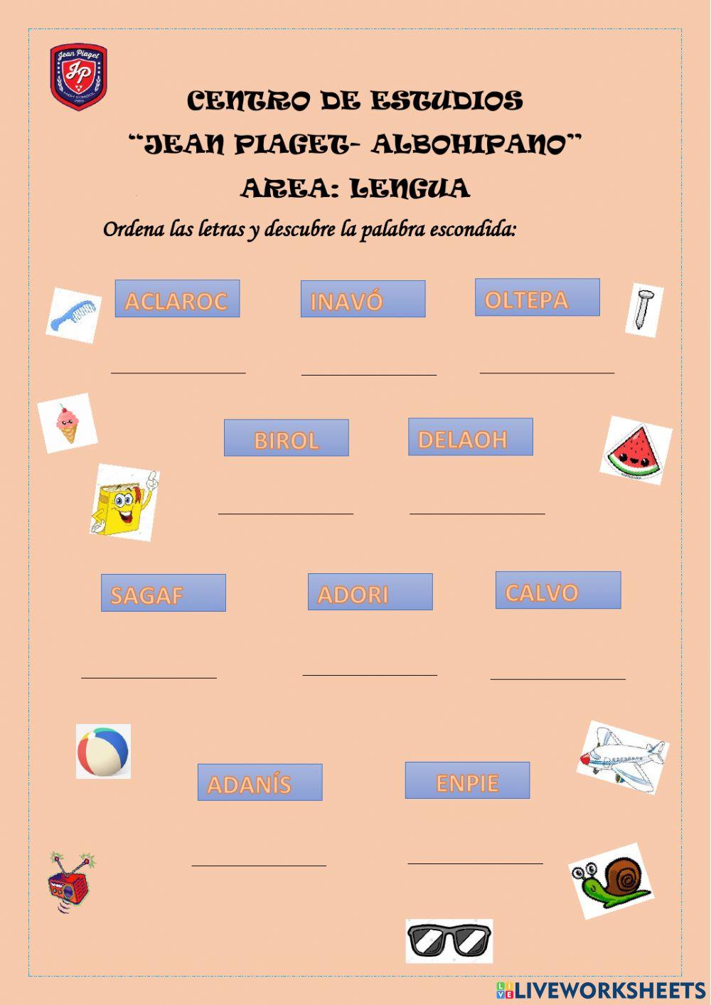 Ordena las letras y encuentra la palabra 2