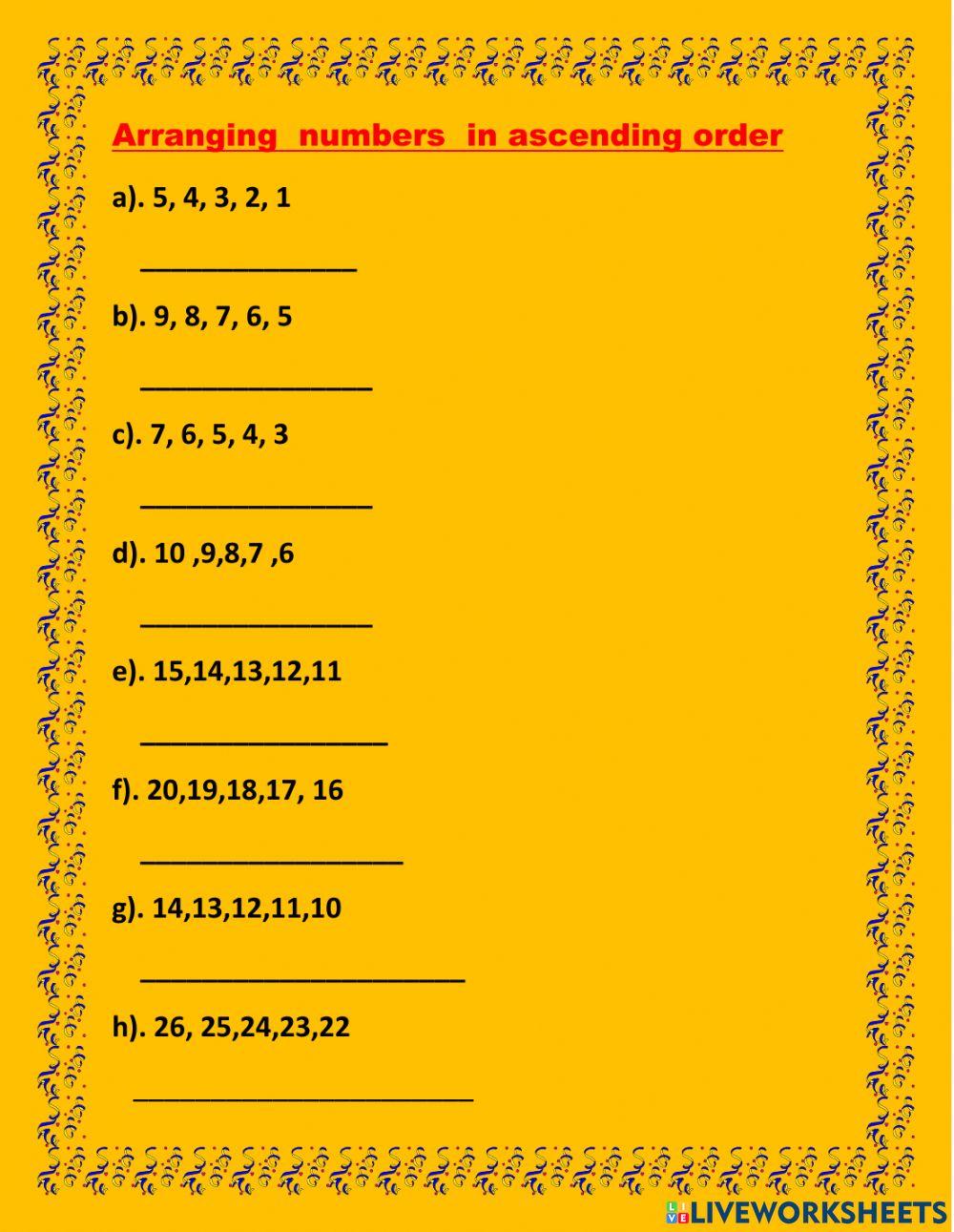 Arranging in ascending order