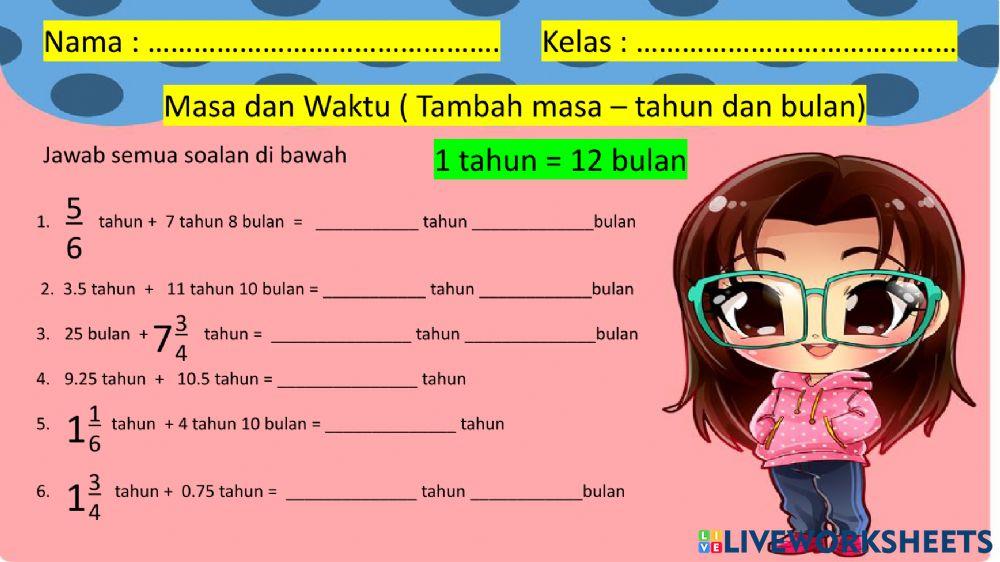 Tambah masa tahun dan bulan tahun 5