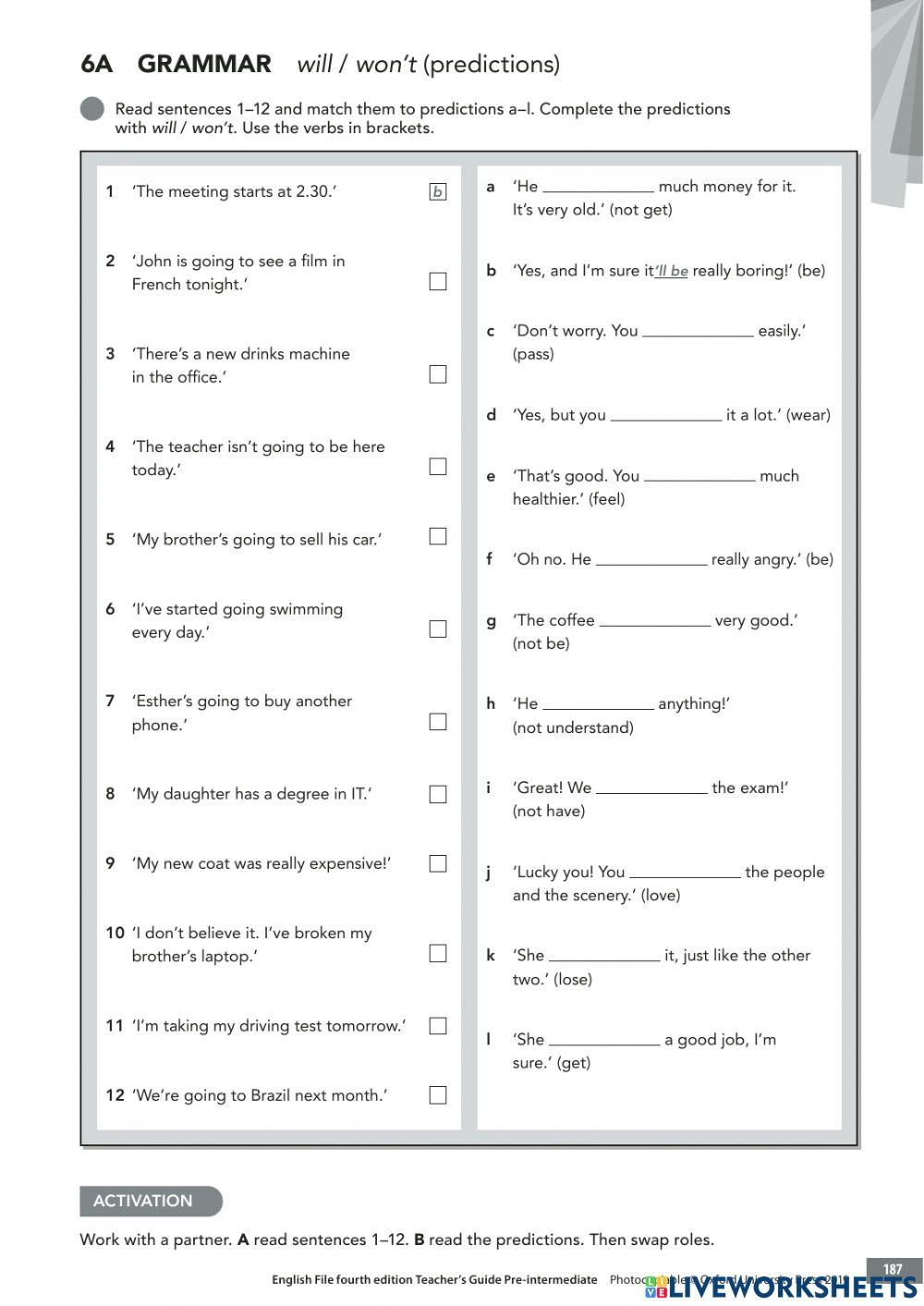 WILL WON'T - PREDICTIONS