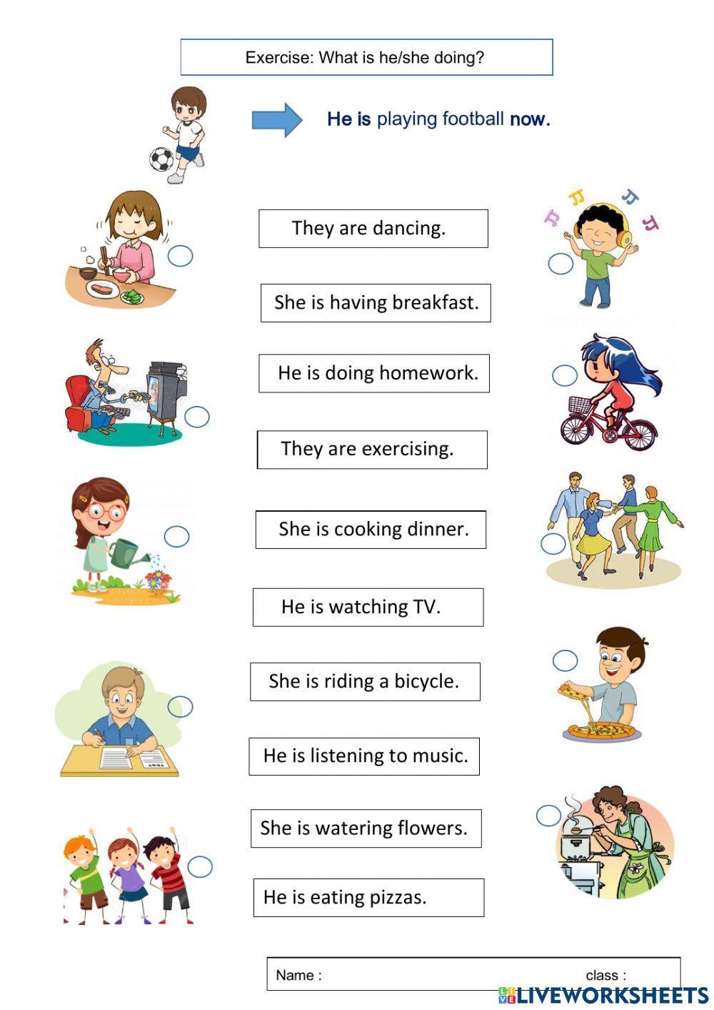 Matching Present Continuous Actions